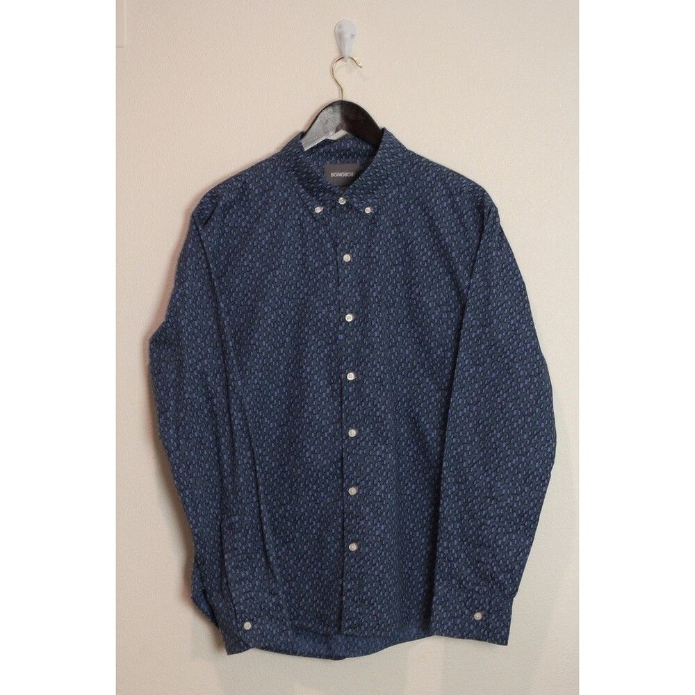 Bonobos Silm Fit Shirt Men's Large blue and light blue penguin print